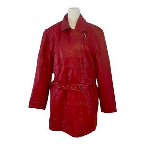 Vtg 90s North Beach Leather Michael Hoban Belted Red Ramnath Ram Jacket Medium M